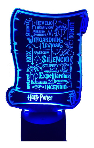 Lampara Ilusión 3d  Pergamino Harry Potter