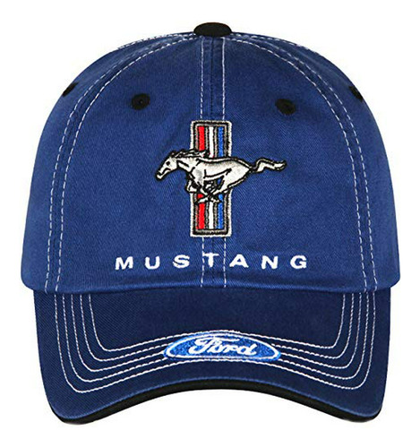 Gorra Ajustable Con Logo De Ford Mustang A Cuadros Azul