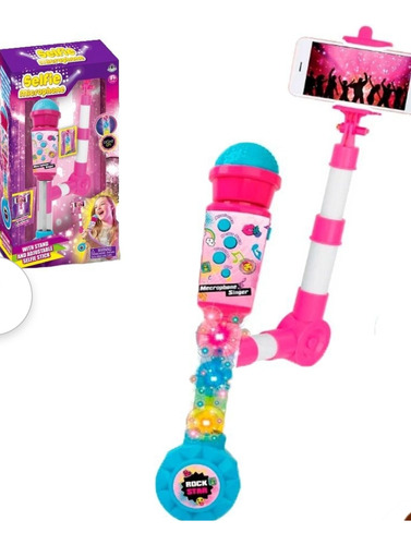 Micrófono Karaoke Infantil Con Selfie Stick Rosa