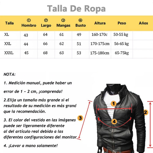 Chamarras Casual Tipo Piel Cremallera Moda Hombres Slim Fit