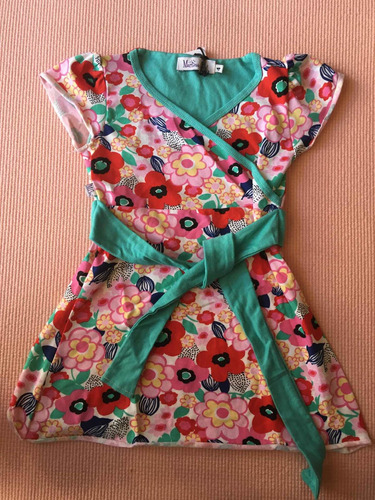 Vestido Estampado Floreado Con Laso Verde Cruzado !!!