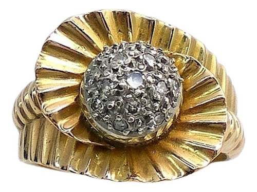  Anillo De Oro 18 Kt Y Brillantes Goldantiques