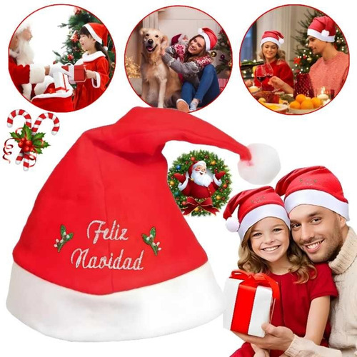 X5 Gorrito Gorro Feliz Navidad Papa Noel Fiesta Navideña 