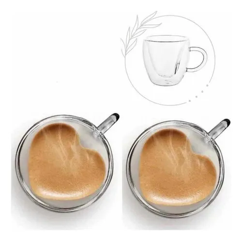 comprar Jogo Com Duas Xicaras Coração Parede Dupla 80ml Vidro