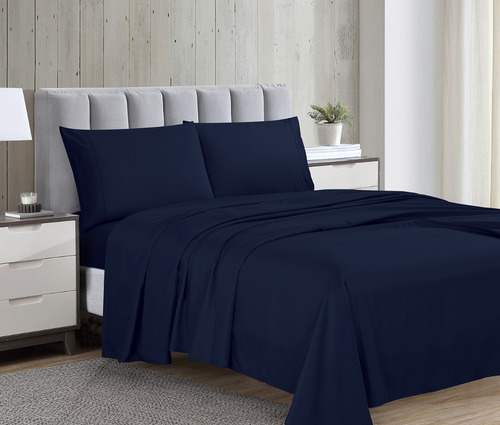 Imagen 8 de 9 de Juego De Sabanas Soft Matrinoniales Tacto Suave Azul Marino