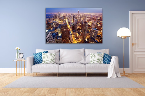 Cuadro Moderno Tela Canvas Lienzo Chicago Skyline 94x142cm