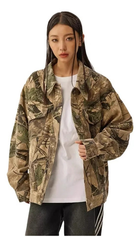 Chaqueta Vaquera De Camuflaje Para Hombre, Corte Holgado, De