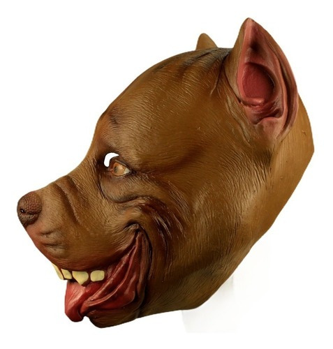Máscara De Látex Perro Pitbull Animales Divertida Broma Color Marrón oscuro