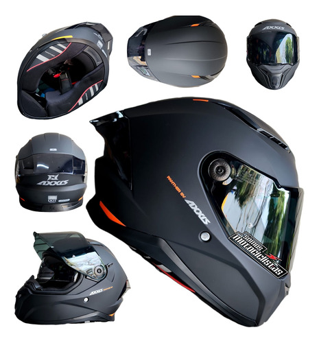 Casco Moto Axxis Negro Panther Sv Ece 22 06 + Aleron Y Lente