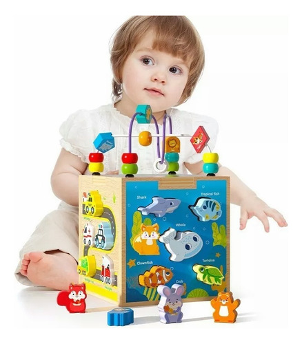 Cubo De Actividades Multifuncionales Educativas Para Niños Color Como Imagen
