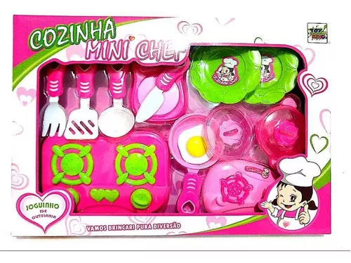 Kit Cozinha Infantil Joguinho De Outelaria Mini Chef Cor Rosa-chiclete