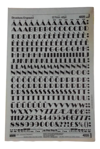 Letraset Decalque 25 X 38cm Letras Adesivas 9.0mm Altura