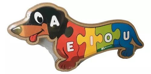 Quebra-cabeça cachorro - Brinquedo educativo de madeira