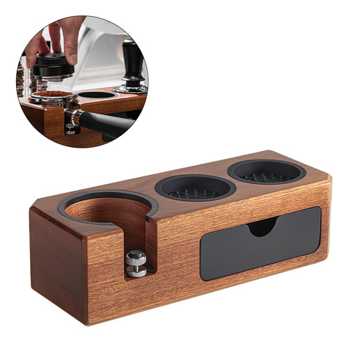Soporte De Madera Para Apisonar Espresso Station Con 3 Orifi