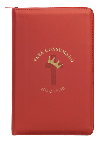 Livro Bíblia Nvi Com Zíper: Está Consumado, Courosoft Vermel