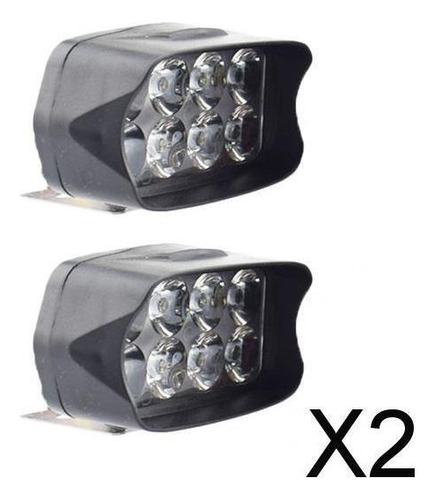 2 Moto Impermeable 6500k 8 Leds Faros Auxiliares Duales Luz