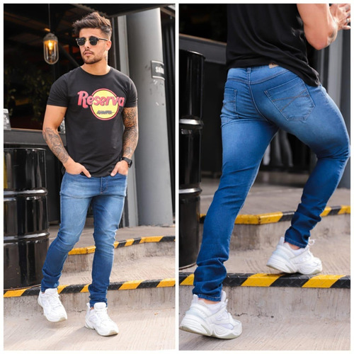Imagem 2 de 4 de Kit 3 Calças Masculina Jeans Sarja Elastano Skinny Barato