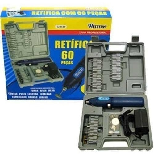 Micro Retífica Recarreg. S/ Fio 60 Peças Bivolt Western R-60