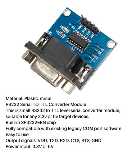 Módulo Conversor De Puerto Serie Rs232 A Ttl Max3232 Db9 Con