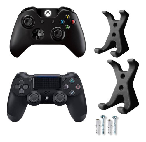 Kit 2 Suporte De Parede Controle Video Game Xbox One S Preto