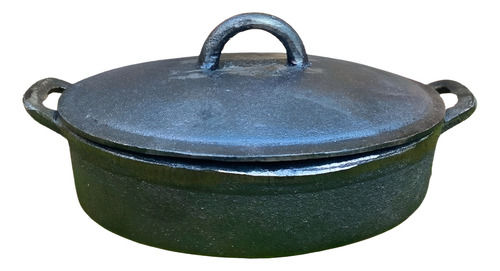 Olla Fundición De Hierro Oval 1 Litro Con Tapa