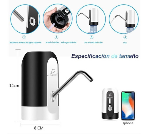 Imagen 4 de 4 de Dispensador Agua Electrico Bomba Recargable Elegate Con58