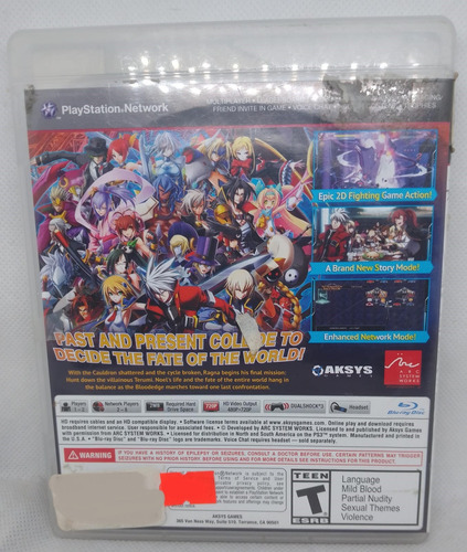 Blazblue Chrono Phantasma Ps3 Semiunuevo (Usado)