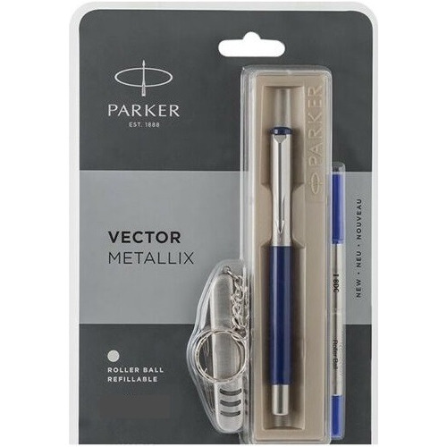  Kit Caneta Parker Vector Roller Série Metallix + Canivete 