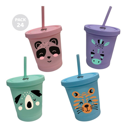 Pack 24 Vaso Jarro Infantil Escolar Sorbete Nene Nena Niños