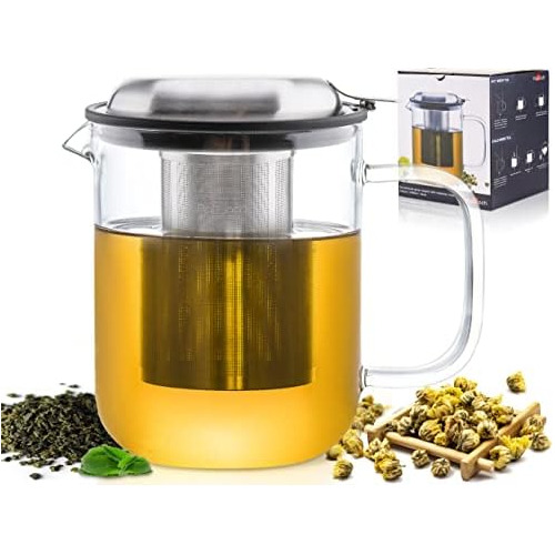 Glass Teapot Pitcher With Removable Infuser For Loose A...