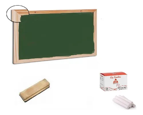 Pizarra blanca infantil de madera verde 30 x 40 cm goma de