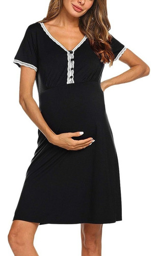 Mujer Maternidad Manga Corta Vestido De Enfermería Camisón 0