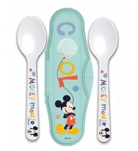 Imagen 1 de 3 de Set Cubiertos Bebe Portable Mickey - Unidad a $3089