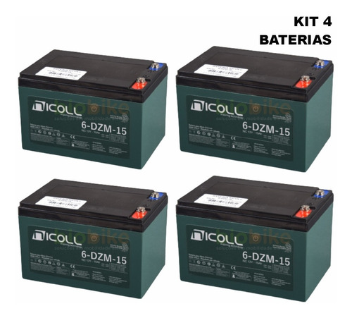 Kit 4 Baterias 12v 15ah  Bike , Scooter E Patinete Eletrico