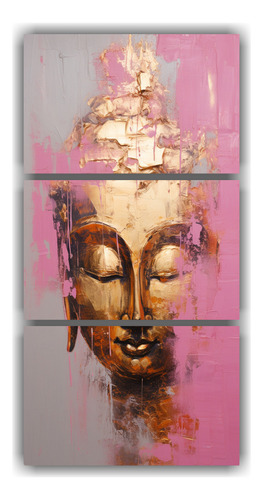 75x150cm Cuadro Abstracto Tonos Dorados Y Rosados Buda Estil