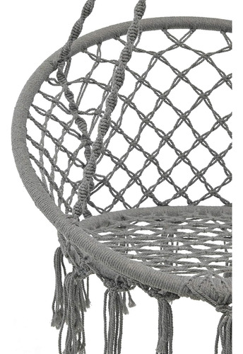 Silla Colgante Muna Tejita De Borlas Unicolor Gris