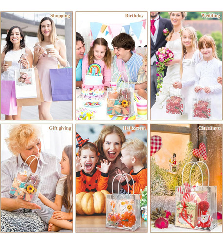 30 Bolsas De Regalo De Pvc Transparente De 15x7x20cm Con