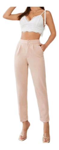 Pantalón Shein Rosado Coral Con Botón 