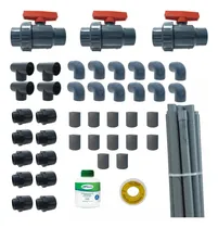 Comprar Combo Instalación Piscina Pileta Caños Llaves 50 Mm Pvc Gris