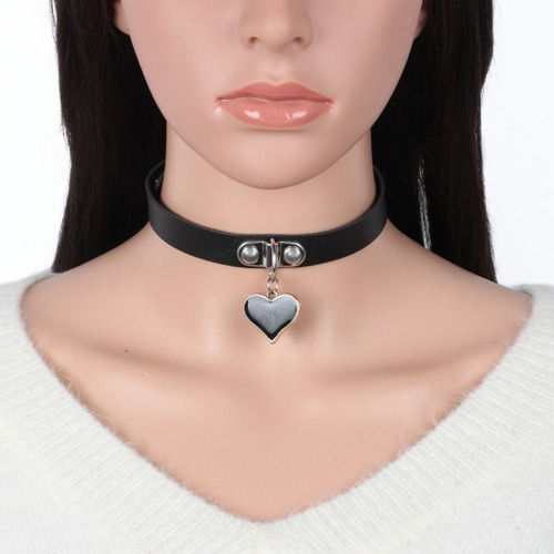 Gargantilla Gótica Con Cuello De Cuero Geométrico Negro Punk