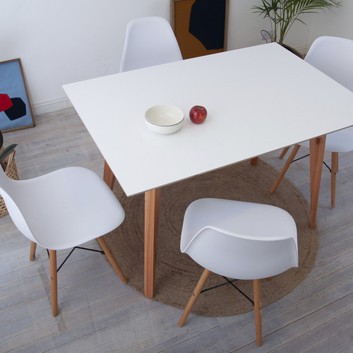 Mesa Comedor Blanca Escandinava Nordica Madera 120 X 80 Cm Blanco