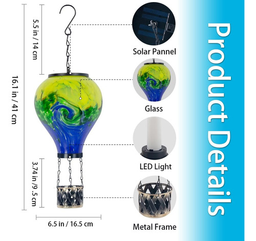 Linterna Solar Colgante Con Globo De Aire Caliente Y Patrón