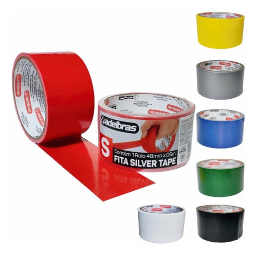 Fita Adesiva Silver Tape Reforçada 48mm X 5m Cor Vermelho