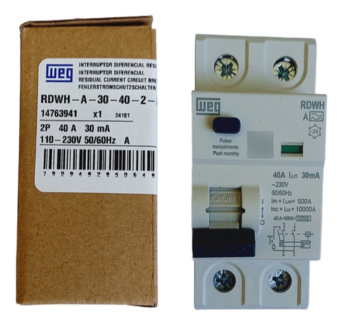 Idr 2p 40a 30ma Classe A Weg Tipo A - Ideal P/ Wallbox