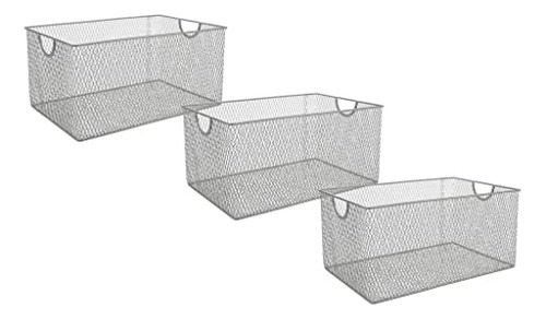 Household Wire Mesh Metal Steel Storage Basket Organize...