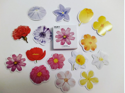 Cajas De Stickers De Flores Washitape Scrapbook Bellas