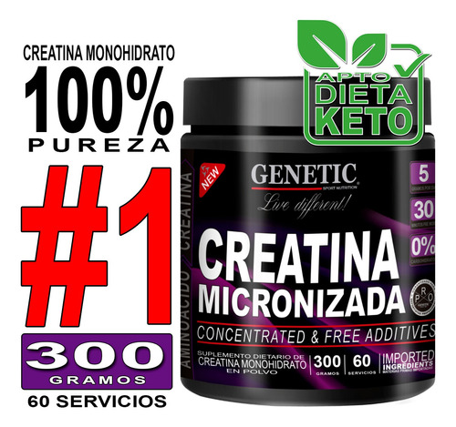 Creatina Monohidrato 300 Fuerza Crecimiento Muscular Genetic