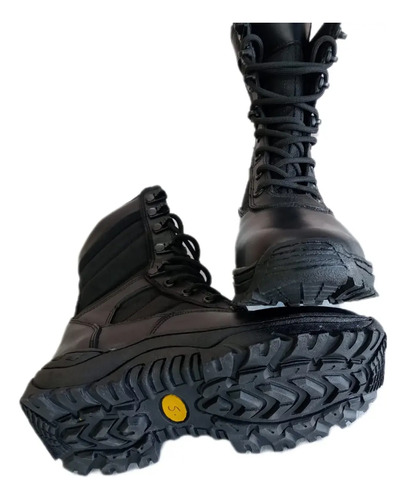 Bota Tenni Táctica Negra Lona Impermeable 100% Cuero Suela 