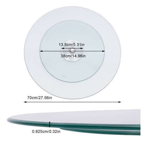 27.56  Round Clear Glass Lazy Susan Turntable Dining Tab Ttd