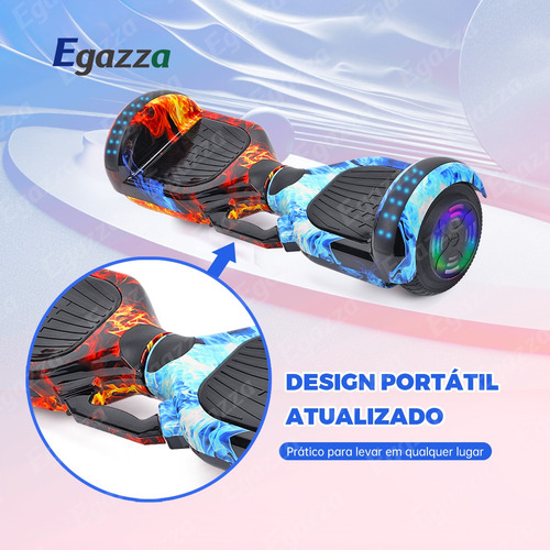 Hoverboard Elétrico Egazza K5 Gelo E Fogo Com Bluetooth